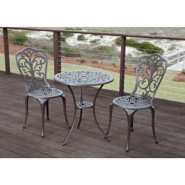 Patio Sense Faustina Antique Bronze 3-Piece Aluminum Round Outdoor Bistro Set