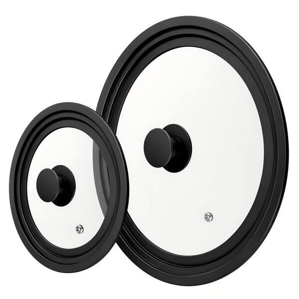 2-Pack Universal Lid, Glass Replacement Pan Lid for 7 in. 8 in. 9 in. and 10 in. 11 in. 12 in. Sturdy Tempered Glass Lid