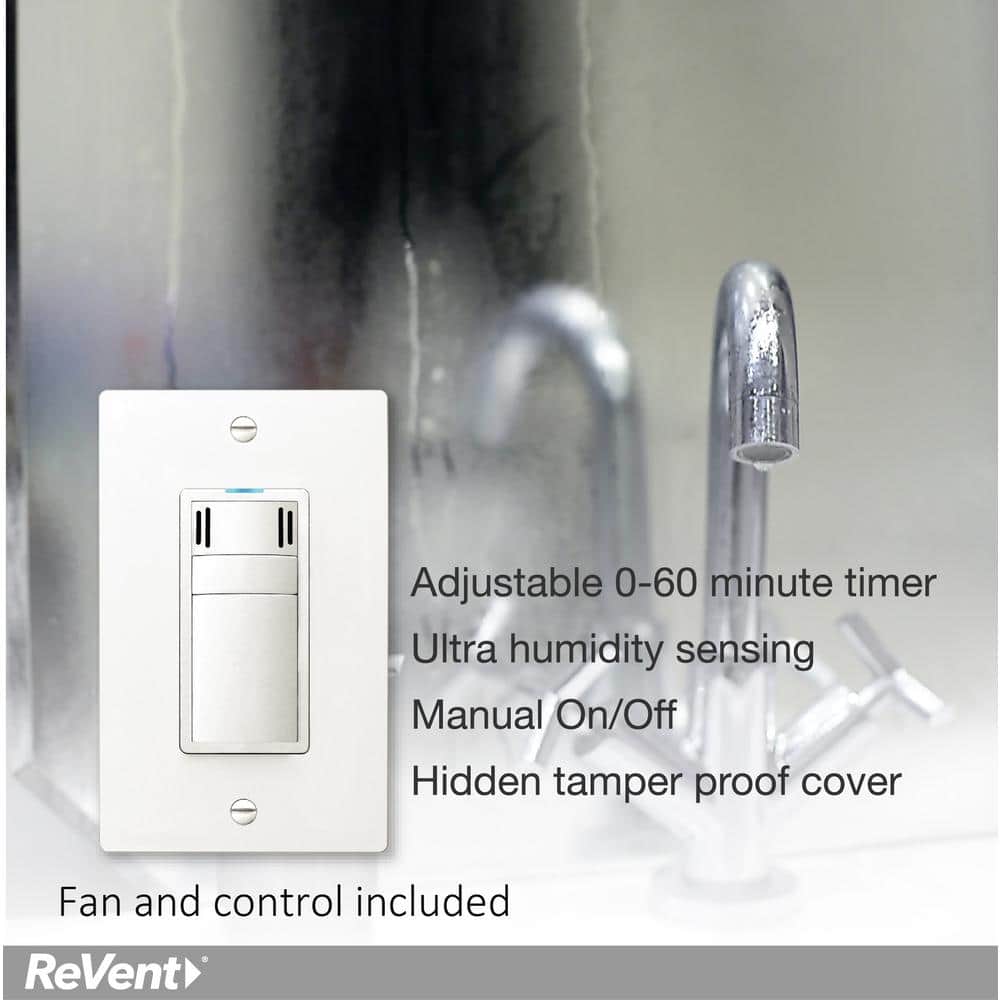 ReVent White Metal 110 CFM Bathroom Exhaust Fan with Humidity Sensor