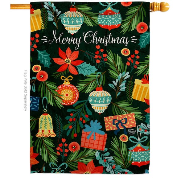 Ornament Collection 28 in. x 40 in. Colorful Ornament Christmas House Flag Double-Sided Wintertime Decorative Vertical Flags