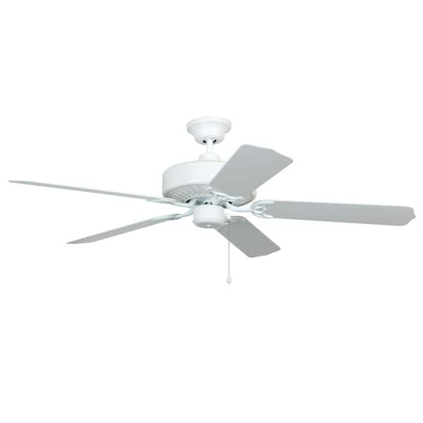 Enduro Plastic 52 in. Indoor/Outdoor Dual Mount Heavy-Duty 3-Speed Reversible Motor Ceiling Fan in White Finish