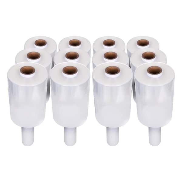 4 x 1000 ft. Stretch Wrap Film Roll with Handle 60-Gauge Durable Self-Adhering Clear Plastic for Moving Packing