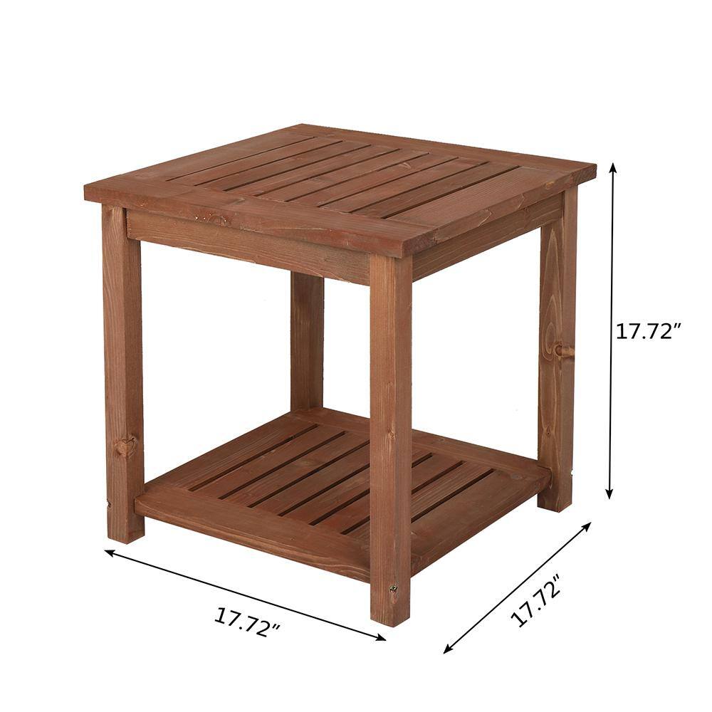 Medium Brown Wood Square Outdoor End Table