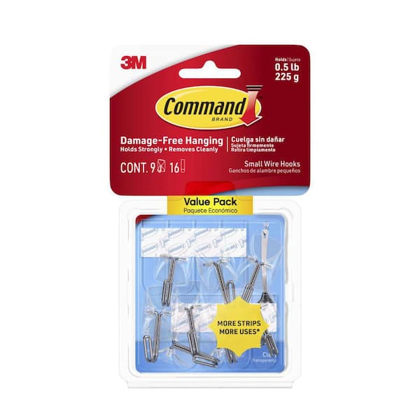 Clear Small Wire Hooks, 9 hooks, 16 strips