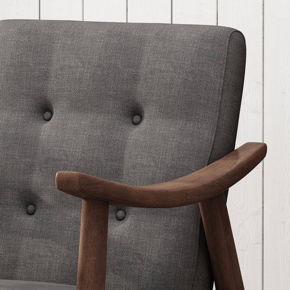 Handcrafted Dark Grey Wood Square Arm Accent Chair