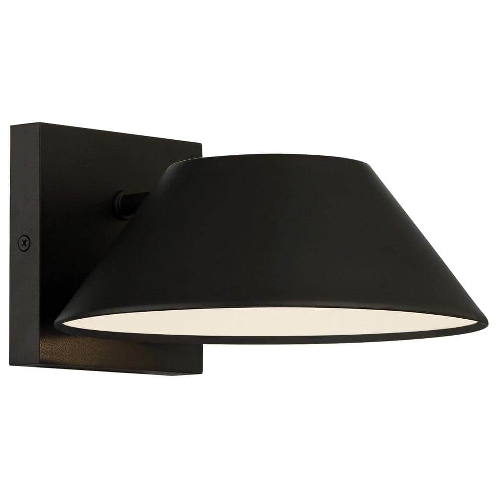 Solano Black Outdoor Hardwired Wall Lantern Sconce with Integrated Bulb Inc