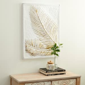 Metal Gold Relief Palm Leaf Wall Decor with Gold Detailing