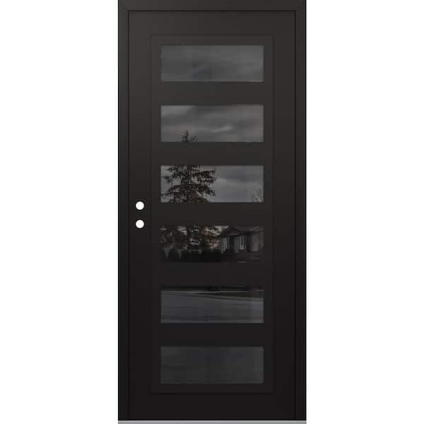 Tessari Doors C1 36 in. x 80 in. Black P Right-Hand/Inswing Mirrored ...