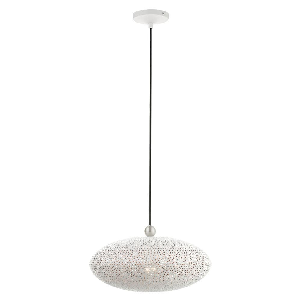White Brushed Nickel Crystal LED Globe Pendant Light