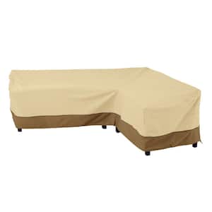 Sunkorto Patio L-Shaped Sofa Cover Waterproof Furniture Set Cover Outdoor Protector for Bench Couch Left/Right Facing Khaki 
