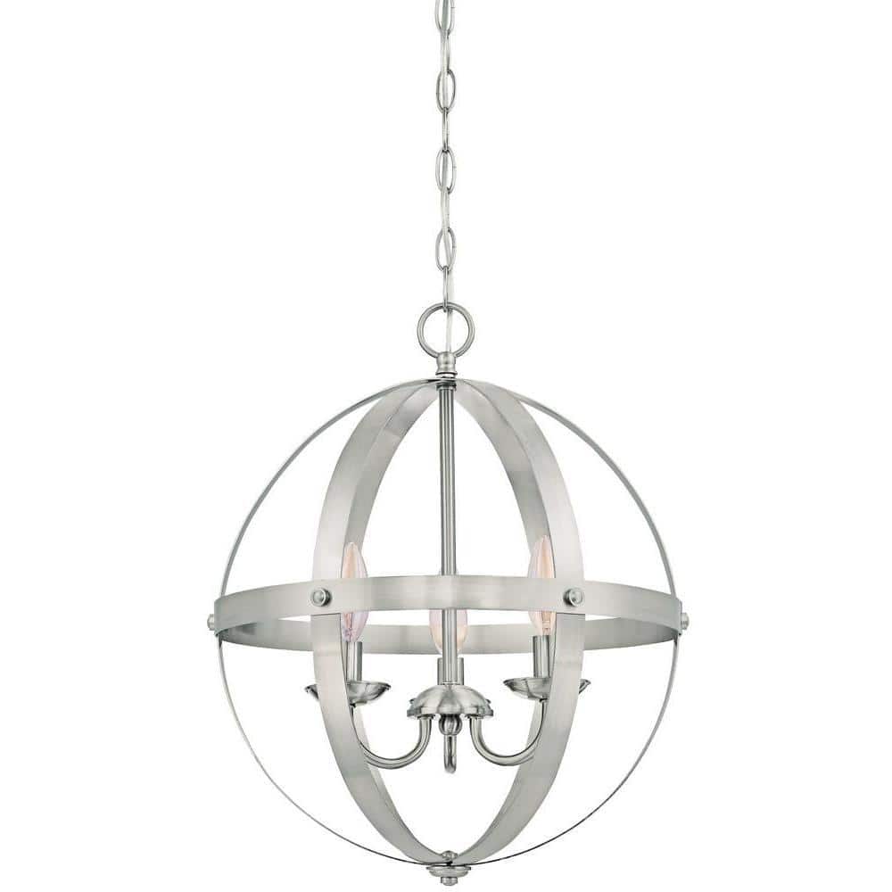 Elegant Stella Mira 15" Brushed Nickel Globe Chandelier with Industrial Charm