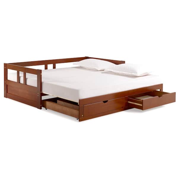 Alaterre Furniture Melody Chestnut Twin, King Bed Furniture With Storage
