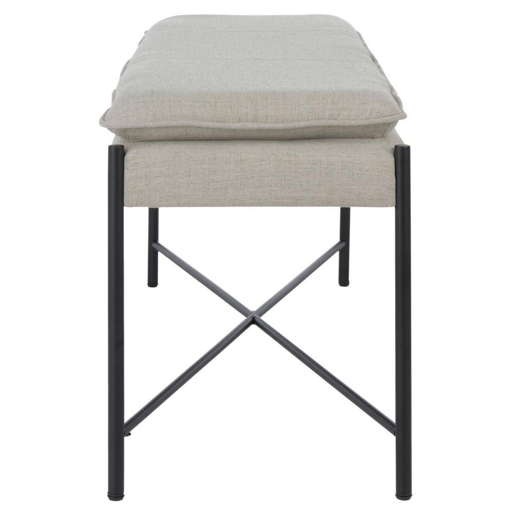 Light Grey Linen Cushioned Minimalist X Bench