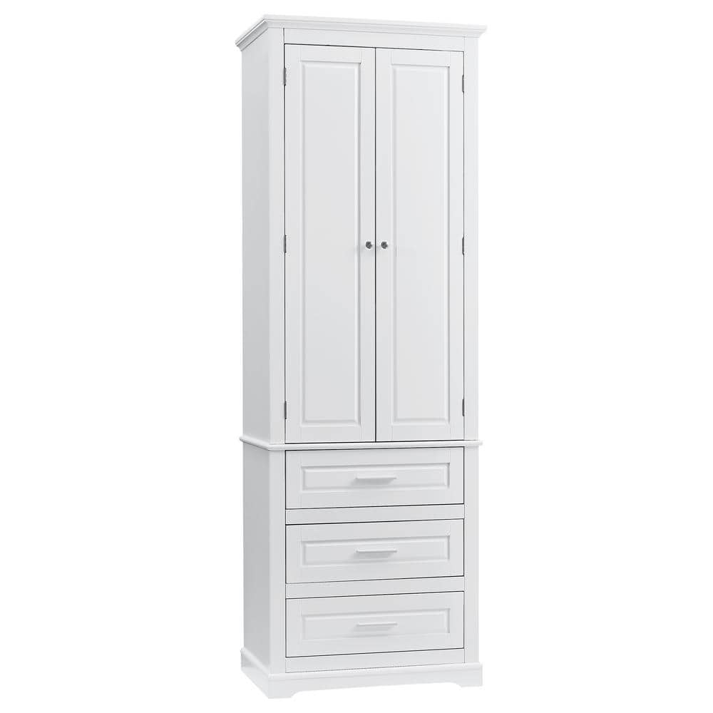 24 in. W x 15.7 in. D x 70 in. H White Linen Cabinet with 3-Drawers and 2-Doors price history on PriceWatchPro