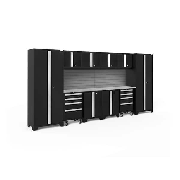 NewAge Products Bold Series 156 in. W x 76.75 in. H x 18 in. D 24-Gauge Steel Garage Cabinet Set in Black (12-Piece)