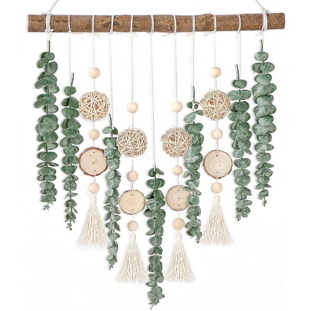 17 in. W x 21 in. H Green Wall Hanging Decor Artificial Eucalyptus Plant Fa