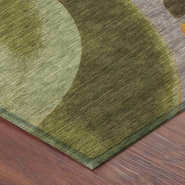 Chantille Machine Washable Indoor/Outdoor Abstract ACN2537 Taupe 8 ft. x 8 ft. Round Rug