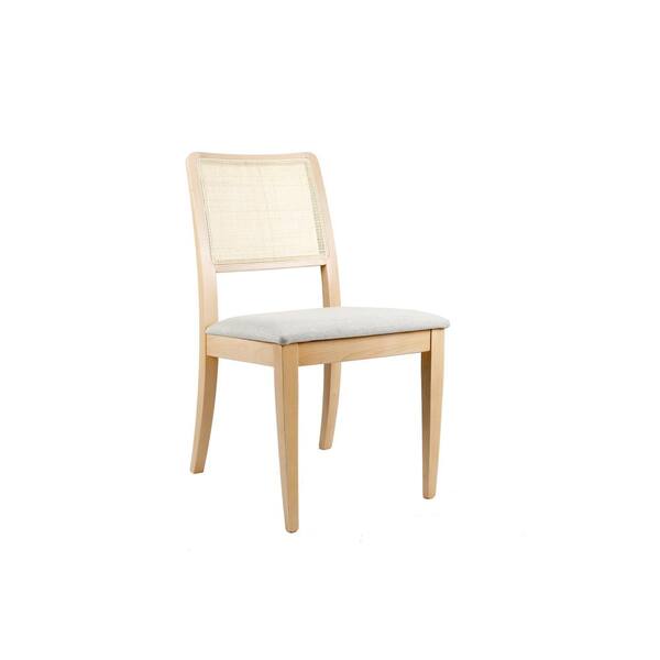 Linon Home Decor Henrietta Natural Wood with Grey Polypropylene Fabric Side Chair