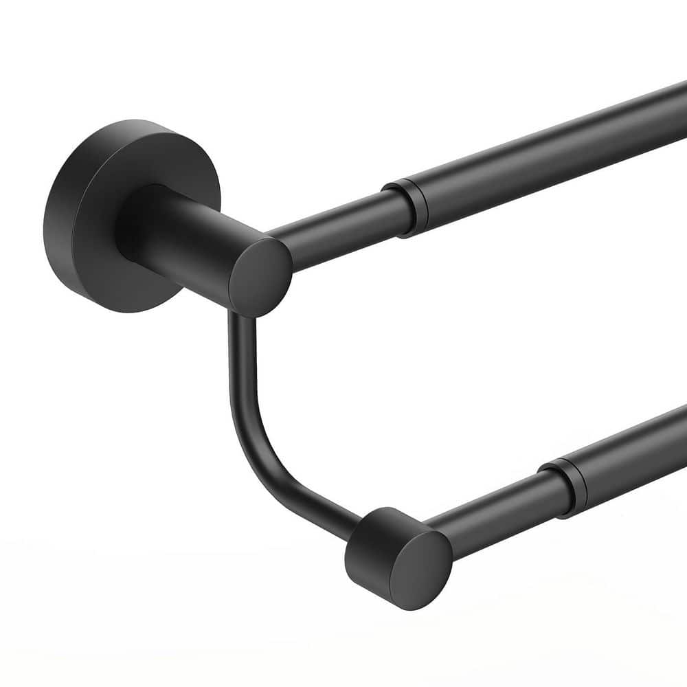 Adjustable 26 in. Double Bath Towel Bar in Black, Stainless Steel Wall Mount Towel Holder Rack Rod Hanger with Screws price history on PriceWatchPro