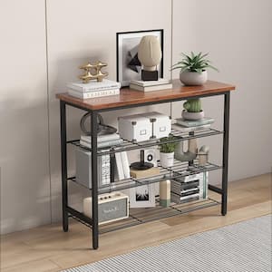 Brown Storage Bench with 4-Tier 10.53 in. H x 12.48 in. W x 3.90 in. D