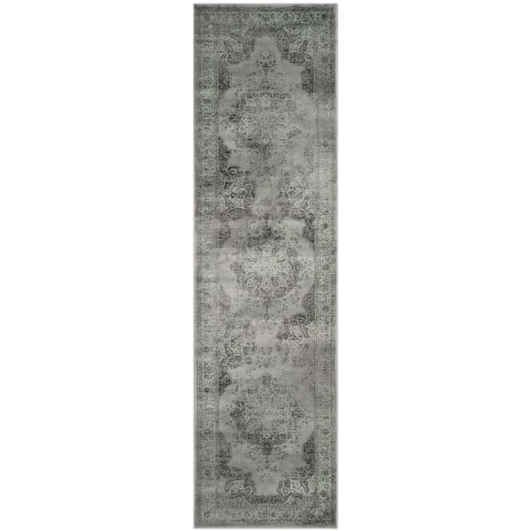 SAFAVIEH Vintage Gray/Multi 2 ft. x 6 ft. Border Medallion Runner Rug