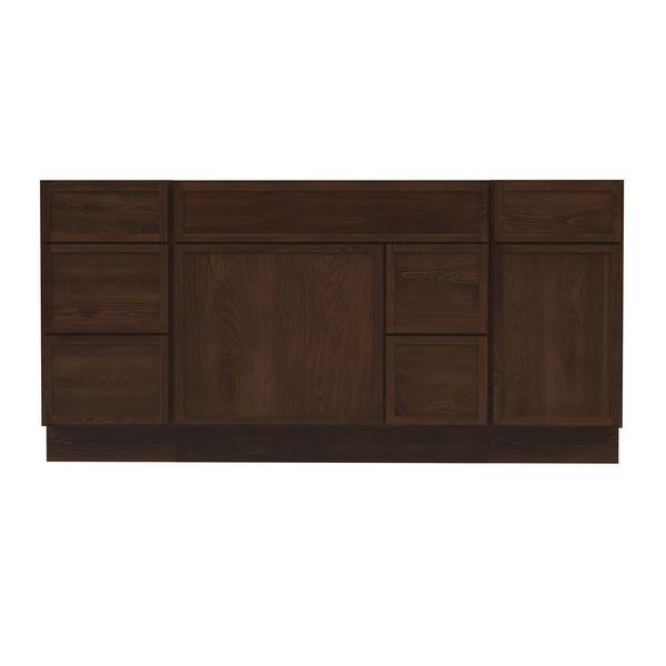 66 in. W x 21 in. D x 32.5 in. H Bath Vanity Cabinet without Top in Brown