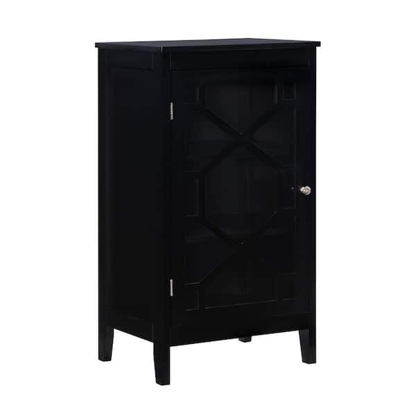 Linon Home Decor Maxwell 20.13 in. Black Rectangle Wood Storage Accent Cabinet with Doors and Shelves