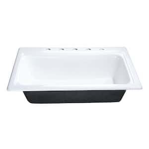 Towne 33 in. Drop-In Single Bowl Cast Iron Sink with 5-Faucet Holes