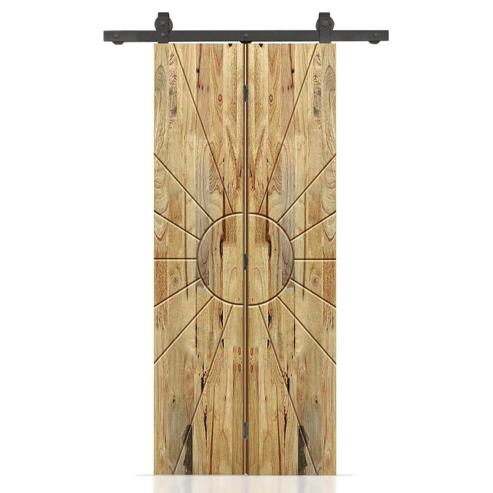 Sun 30 in. x 80 in. Weather Oak Stained Hollow Core Pine Wood Bi-fold Door with Sliding Hardware Kit price history on PriceWatchPro