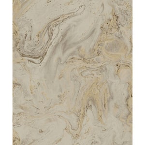 Mink Metallic Oil and Marble Paper Unpasted Wallpaper (21 in. x 33 ft.)