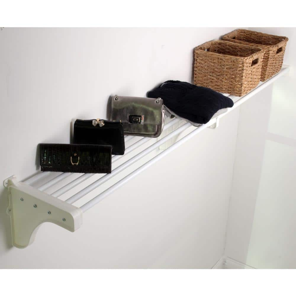 White Floating Coat and Hat Wall Shelf Rack, 5 Pegs Hook TG552036 - The  Home Depot