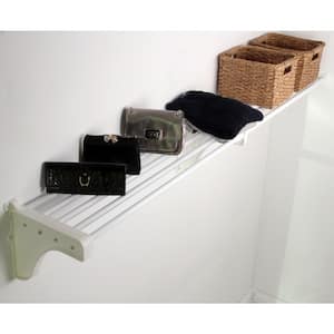 Expandable Closet Shelf (No Hanging Rod) 17.5 in.- 27 in. White Mounts Between 1 Side Wall & 1 Back Wall (1 End Bracket)