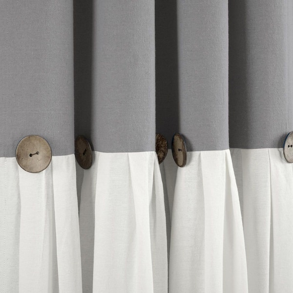 HomeBoutique Linen Button 100% Lined Dark Gray/White 84 in. L x 40