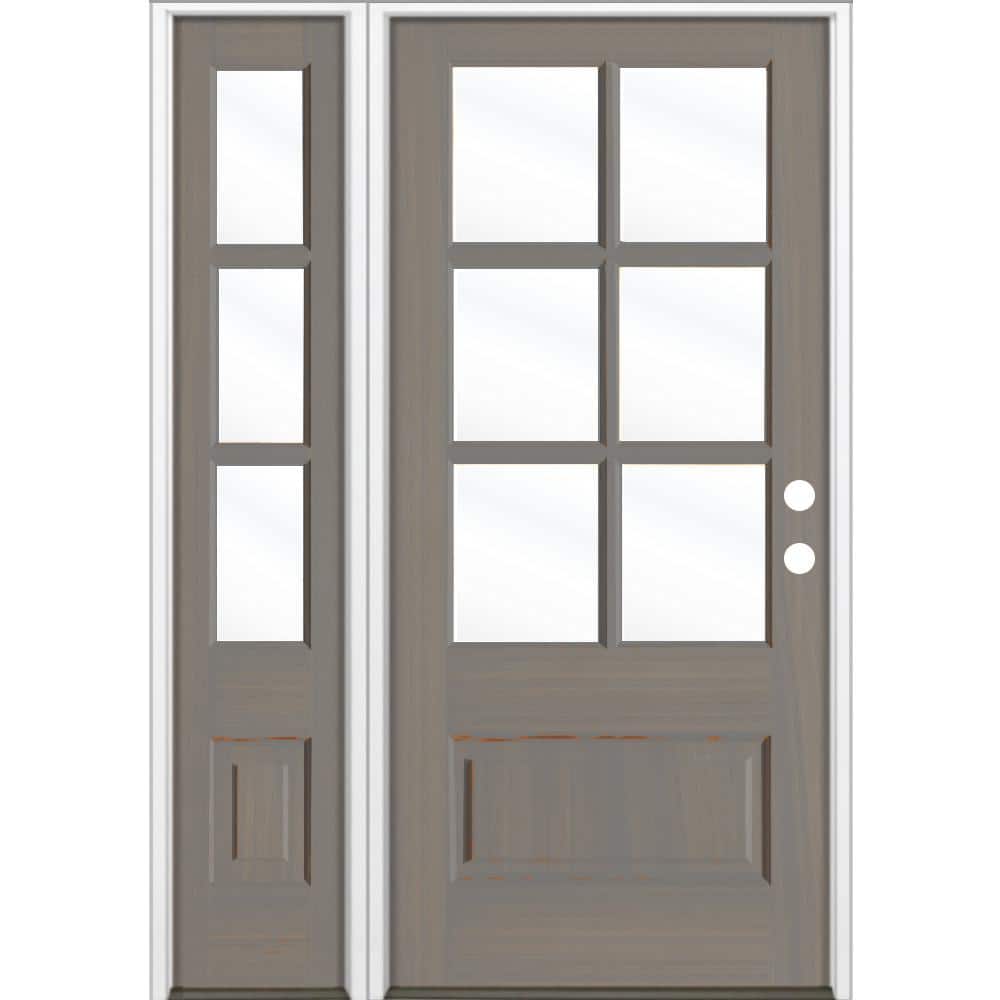 50 in. x 80 in. Farmhouse 3/4 Lite Clear Glass Grey Stain Left-Hand/Inswing Hemlock Prehung Front Door w/LSL price history on PriceWatchPro