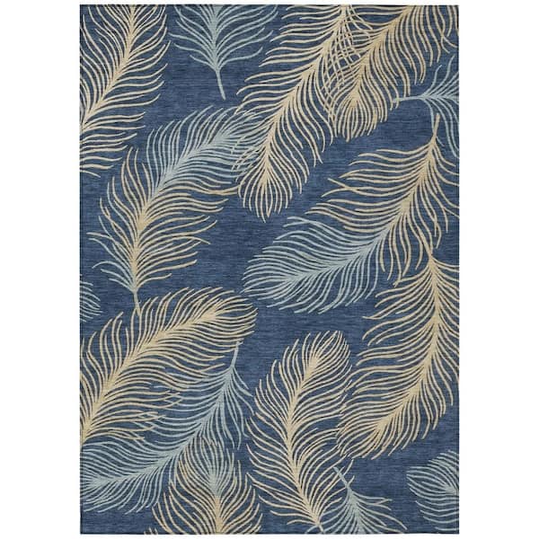 Chantille Machine Washable Indoor/Outdoor Abstract ACN3028 Navy 3 ft. x 5 ft. Area Rug
