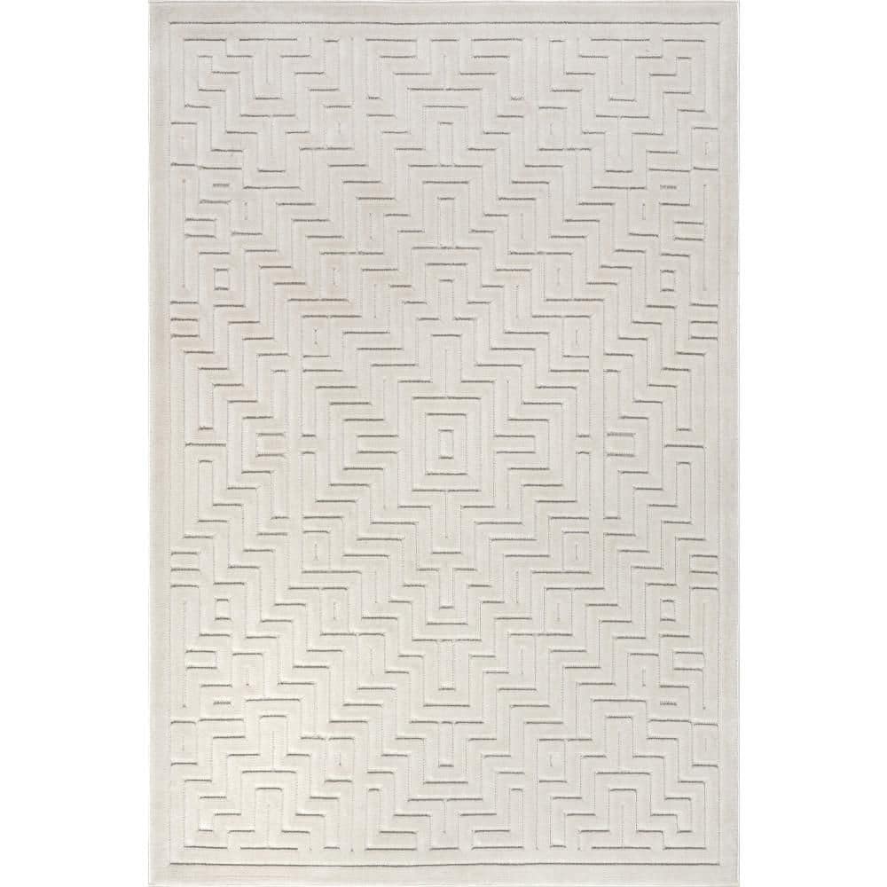 Zinnia Geometric Cream 5 ft. x 8 ft. Outdoor Area Rug price history on PriceWatchPro