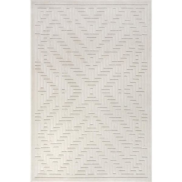 Zinnia Geometric Cream 9 ft. x 12 ft. Outdoor Area Rug