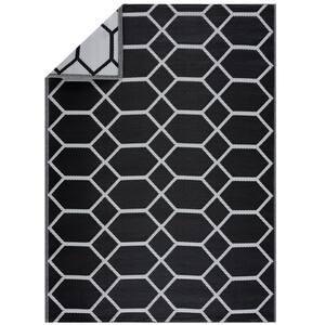 Real Living Pavero Black & White Geometric Outdoor Area Rug, (8' x 10')