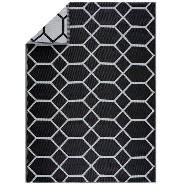 Miami Design 8 ft. x 10 ft. Size Black & White Geometric Pattern