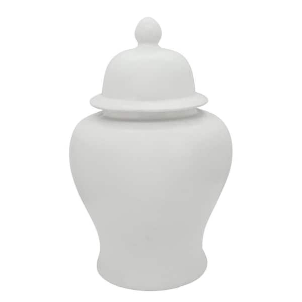 Liv & Skye 28 in. White Matte Stoneware Temple Jar