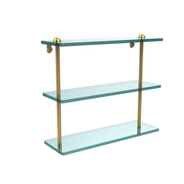 Allied Brass 16 in. L x 15 in. H x in. W 3-Tier Clear Glass Bathroom Shelf  in Polished Brass RC-5/16-PB The Home Depot