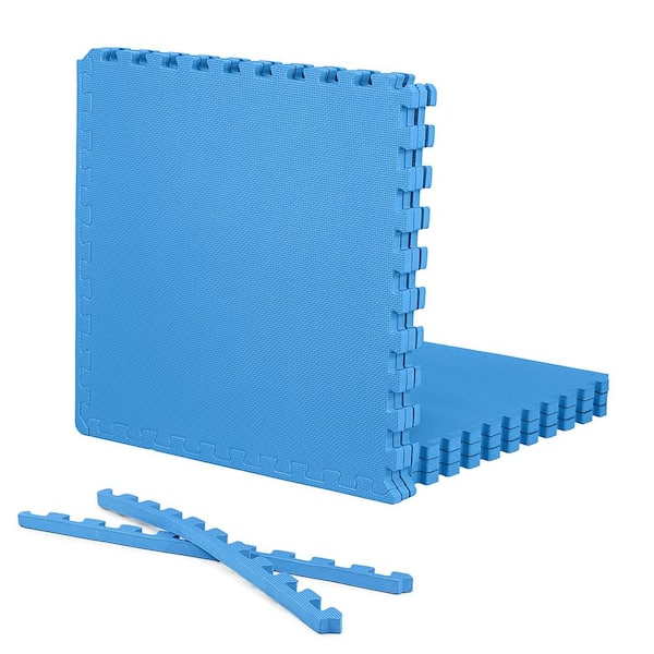 CAP Blue 24 in. W x 24 in. L x 0.75 in. Thick EVA Foam Double-Sided T Pattern Gym Flooring Tiles (6 Tiles/Pack) (24 sq. ft.)