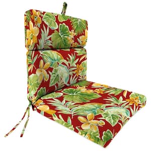 44 in. L x 22 in. W x 4 in. T Outdoor High Back Chair Cushion in Beachcrest Poppy Red Floral