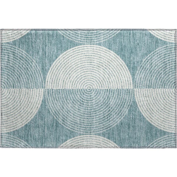 Mayfield Premium Machine Washable Abstract AMF2275 Teal 2 ft. x 3 ft. Accent Rug