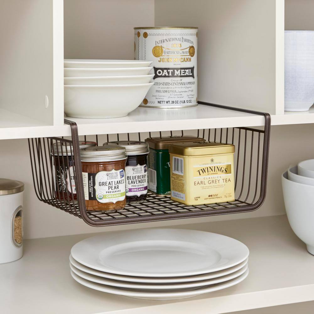 Bronzed Black Metal Under Shelf Storage Basket Organizer