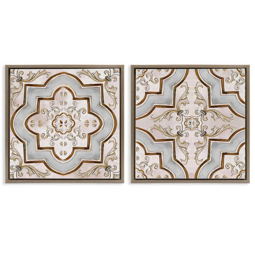 Moroccan Tile in Neutrals by Irena Orlov 2-Pieces Brown Floater Frame Abstract Graphic Art Print 25 in. x 25 in. price history on PriceWatchPro