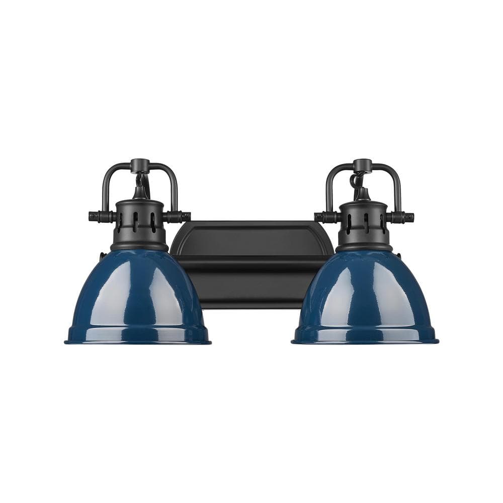 Duncan 8.25 in. 2-Light Matte Black Vanity Light with Blue Shade price history on PriceWatchPro