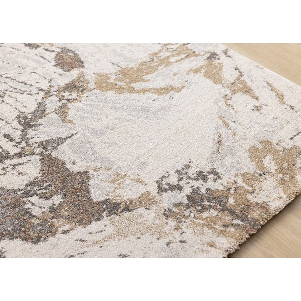 Sereni Collections 5 ft. x 8 ft. White Distressed, Organic Indoor Area Rug