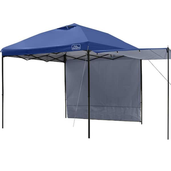 10 ft. x 10 ft. Navy Blue Canopy Tent with 2-Sidewalls, 4-Poles, 4-Sandbags, 8-Ropes, 12-Stakes and 1-Roller Bags