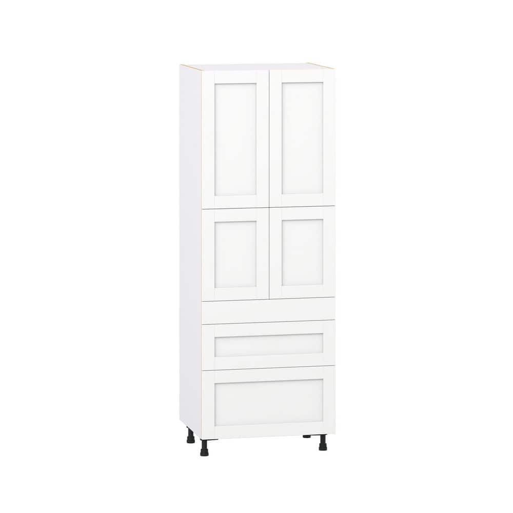 Milton 30 in. W x 24 in. D x 84.5 in. H Assembled Shaker Pantry Kitchen Cabinet in Bright White with 3 Drawers price history on PriceWatchPro